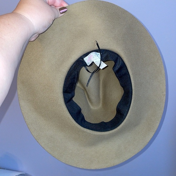 Free People Felted Tan Wool Wide Brim Cowboy Hat OS main image 4